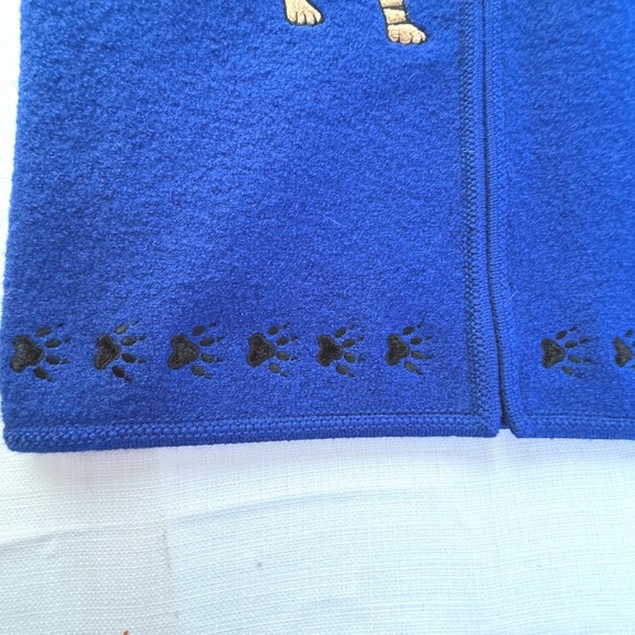 Vintage 90s Lisa International Tiger Boiled Wool Vest Large Blue Canada - Picture 7 of 9